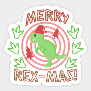 Merry Rex-mas Kids Dinosaur Christmas Sticker